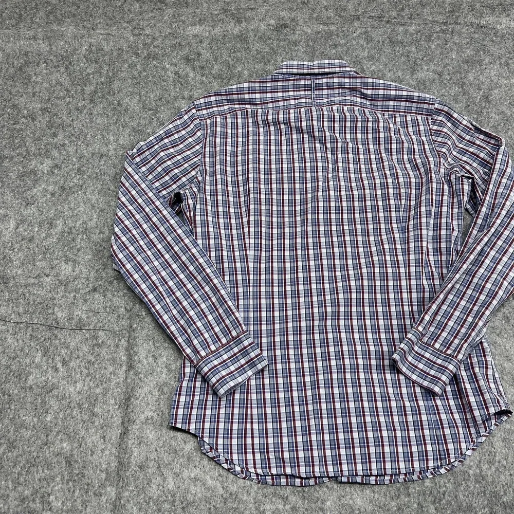 Banana Republic Shirt Mens L Blue Red Plaid Soft Wash Button Long Sleeve Preppy